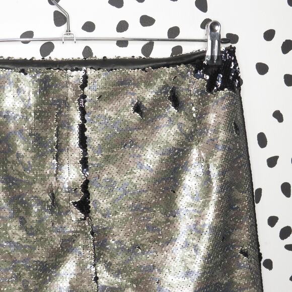 Free People Metallic Camo Print Army Skinny Sequin Mini Skirt - Picture 6 of 9